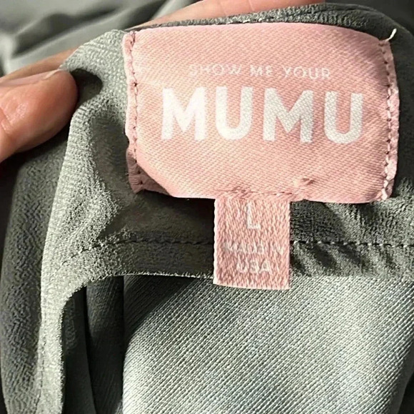 Show Me Your MuMu Verona Deep Sage Cowl Neck Chiffon Overlay Dress Size L - Picture 9 of 10